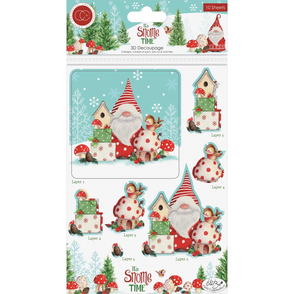 Its Snome Time 3D Decoupage Sheets 10pk