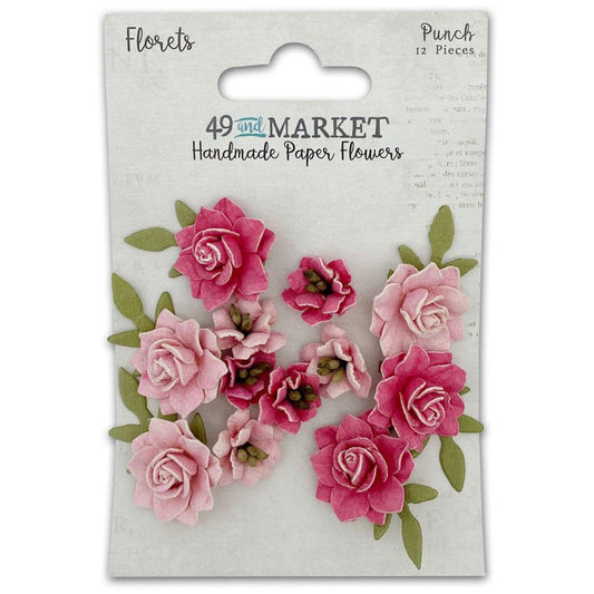 49 and Market Florets Handmade Flowers - 12pcs- Punch