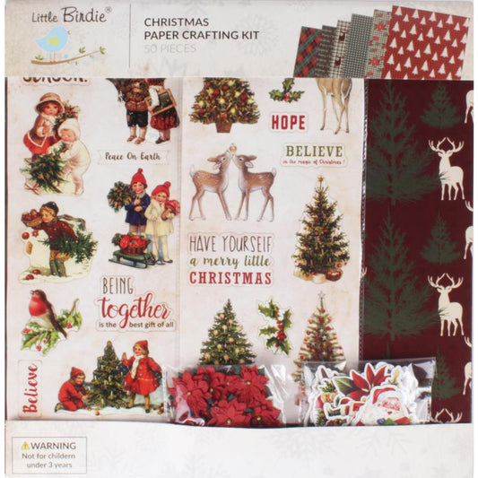 Little Birdie Paper Pack - Christmas Paper Crafting Kit 50pcs