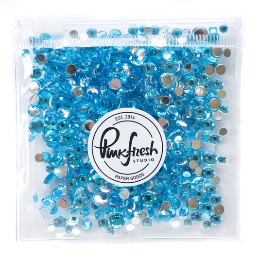 Pinkfresh Studio Essentials Clear Pearl Drops Embellishments - Turquoise