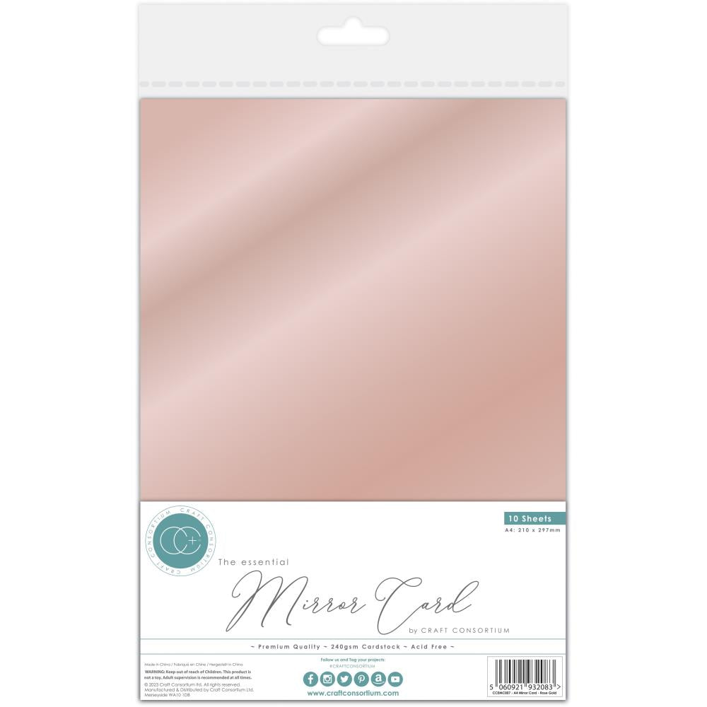 Craft Consortium The Essential Mirror Card 10 Pack- Rose Gold