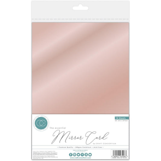 Craft Consortium The Essential Mirror Card 10 Pack- Rose Gold