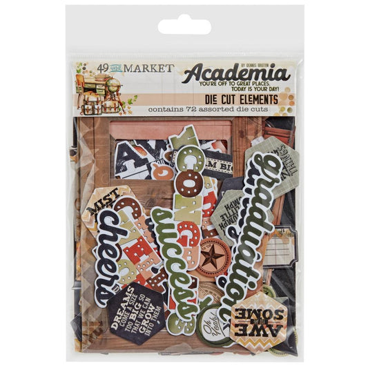 49 & Market Ephemera Die Cut Elements- Academia pk 72