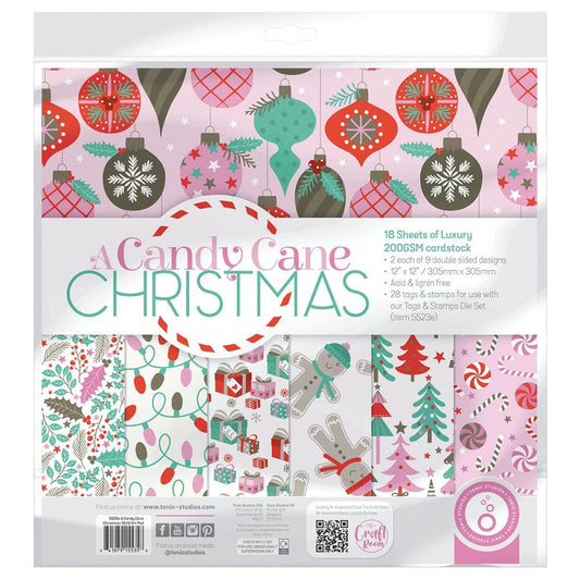 Tonic Studio 12x12 Double Sided Paper Pack - A Candy Cane Christmas