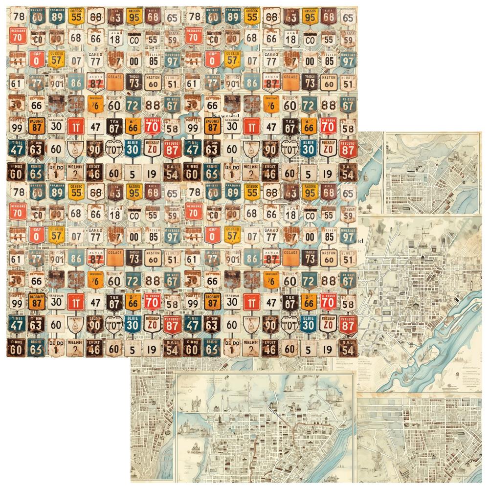 49 and Market 12x12 Double Sided Paper- Rust and Revs- Thrill