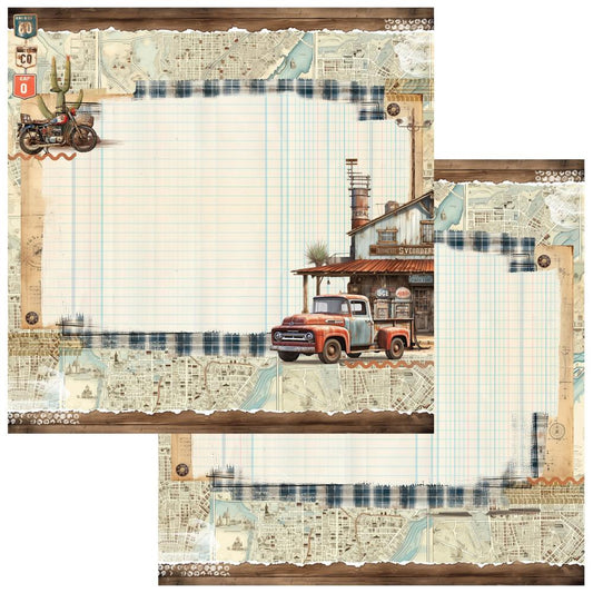 49 and Market 12x12 Double Sided Paper- Rust and Revs- Wanderlust