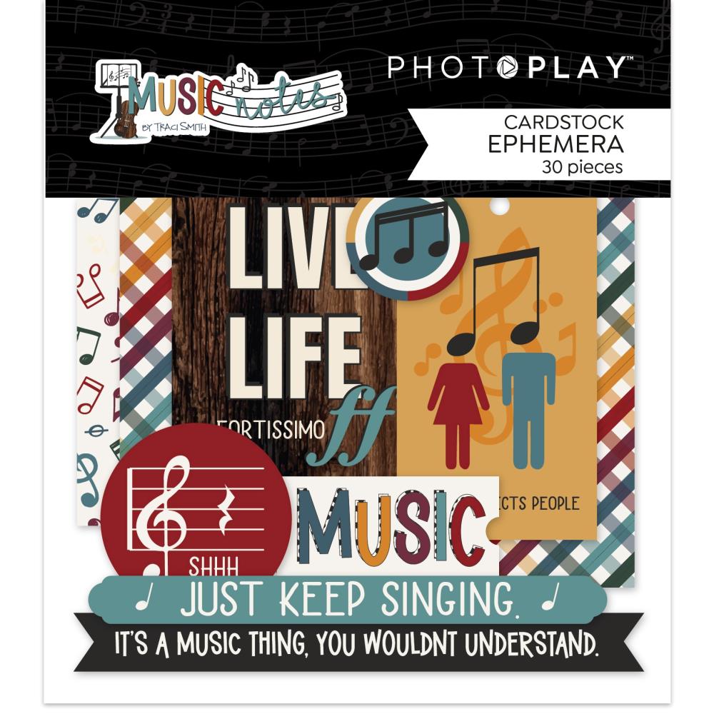 PhotoPlay Cardstock Ephemera Pack - Music Notes 26 pcs