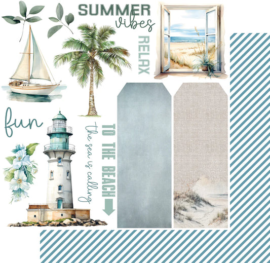 Uniquely Creative 12x12 Double Sided Paper - Coastal Bliss- To The Beach