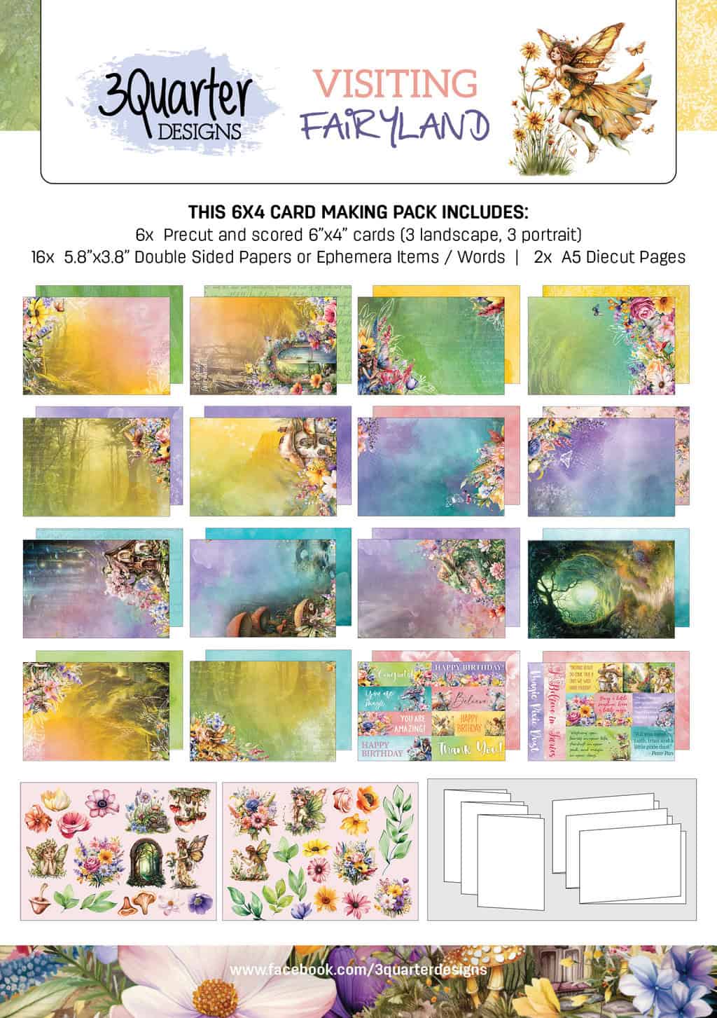 3Quarter Designs 6x4 Card making Pack - Visiting Fairyland