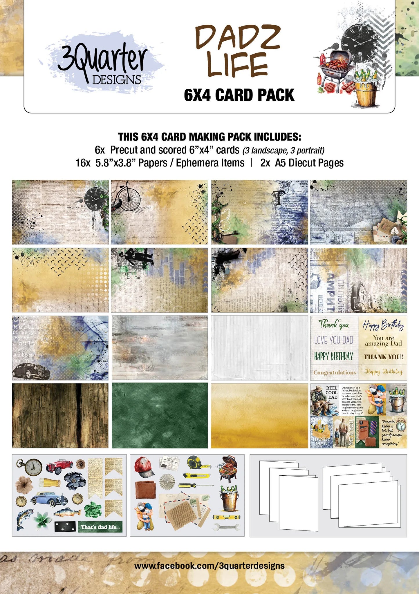 3 Quarter Designs 6x4 Card Making Pack - Dadz Life