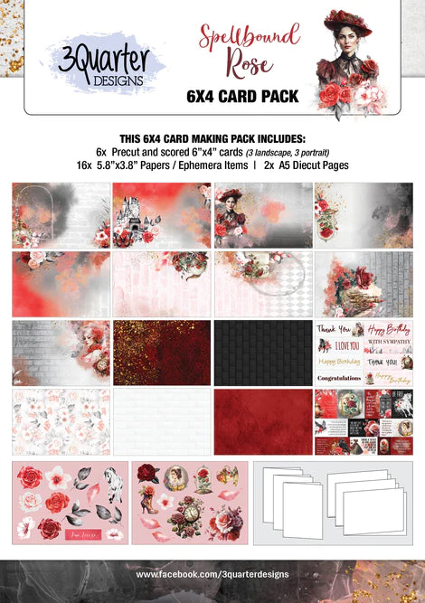 3Quarter Designs 6x4 Card Pack - Spellbound Rose