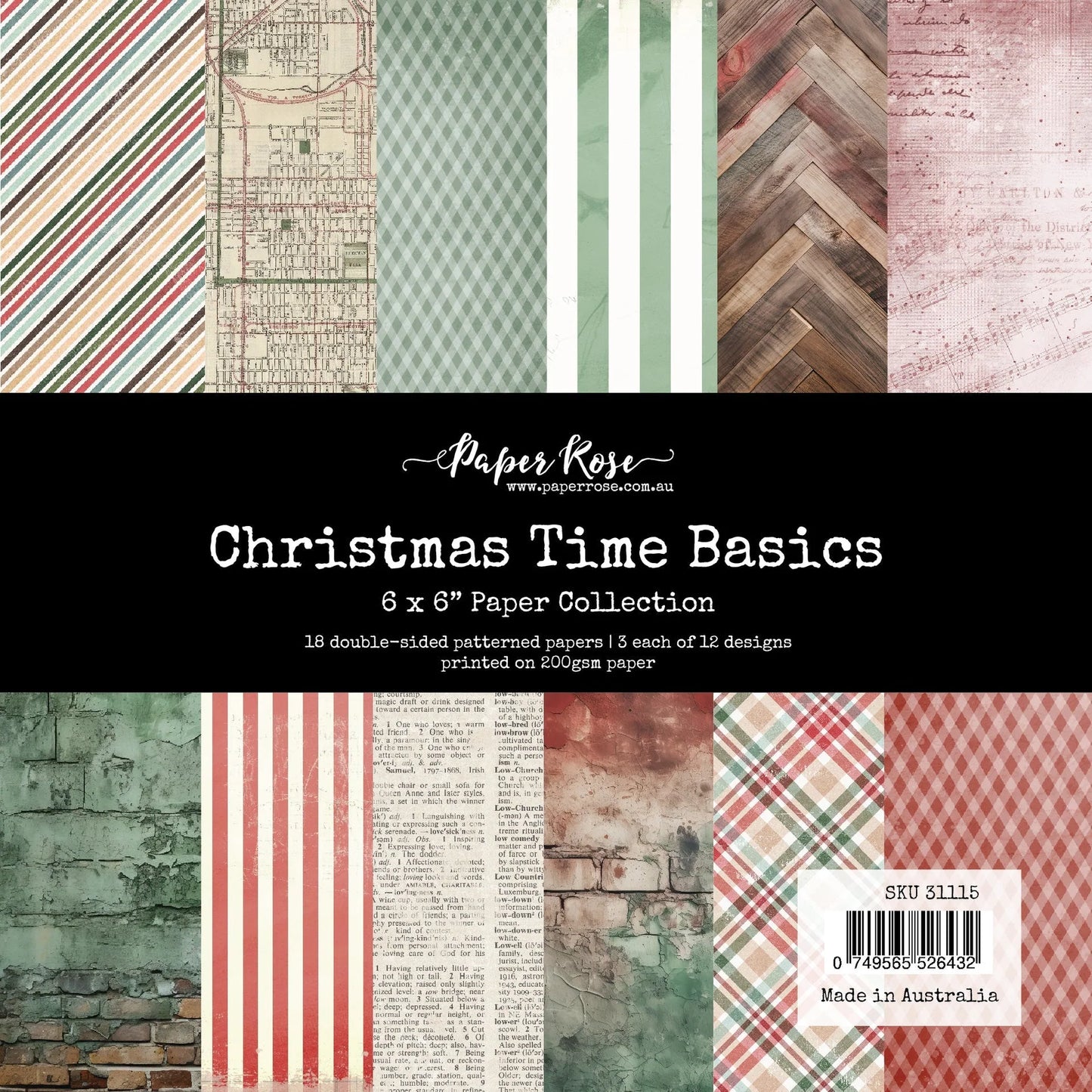 Paper Rose Studio 6x6 Paper Pack - Christmas Time Basics