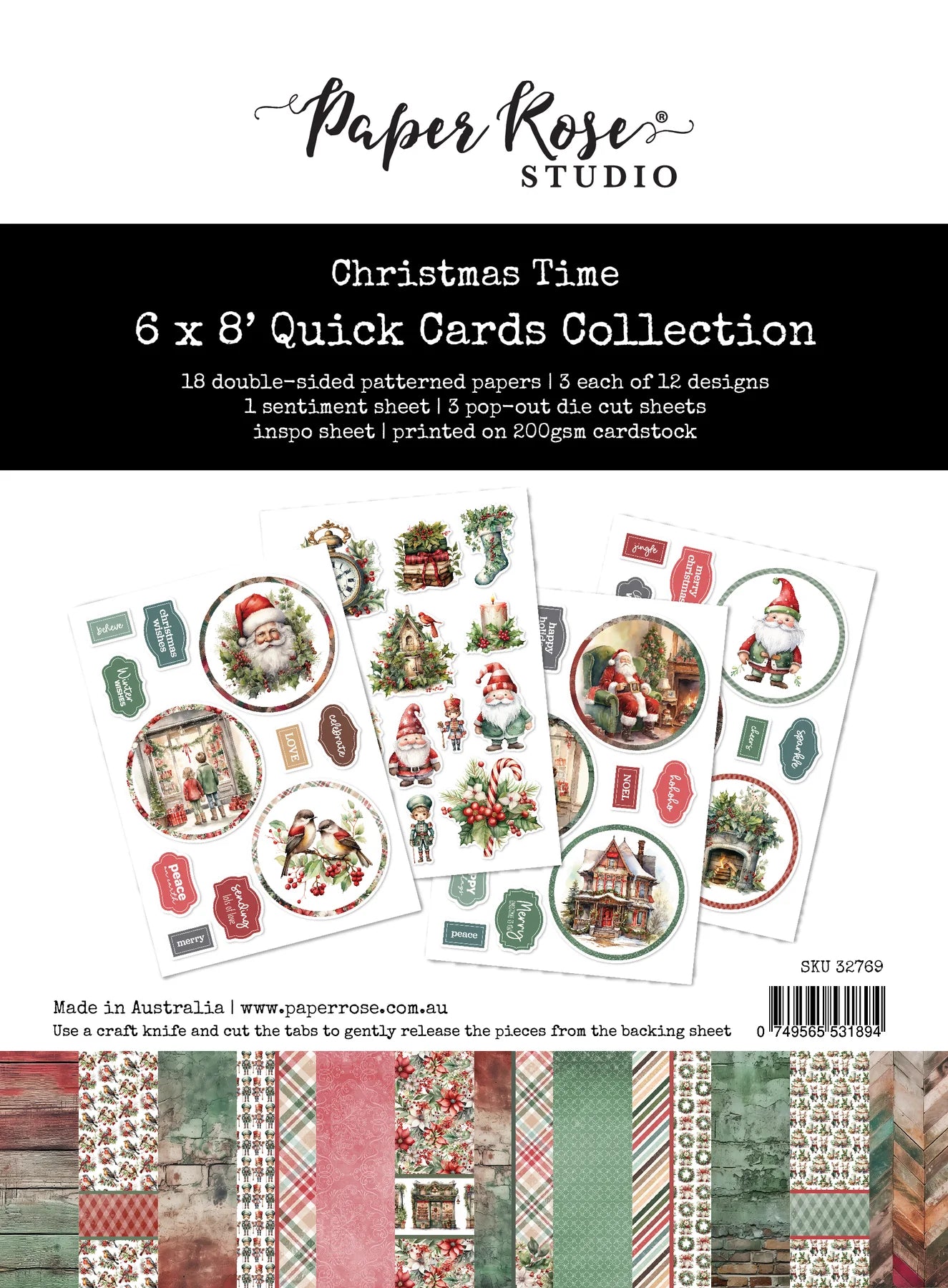 Paper Rose Studio 6"x8" Quick Cards Collection - Christmas Time