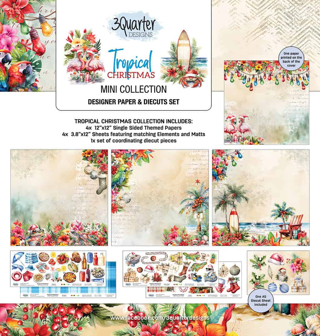 3Quarter Designs Designer Paper & Diecut Mini Collections- Tropical Christmas