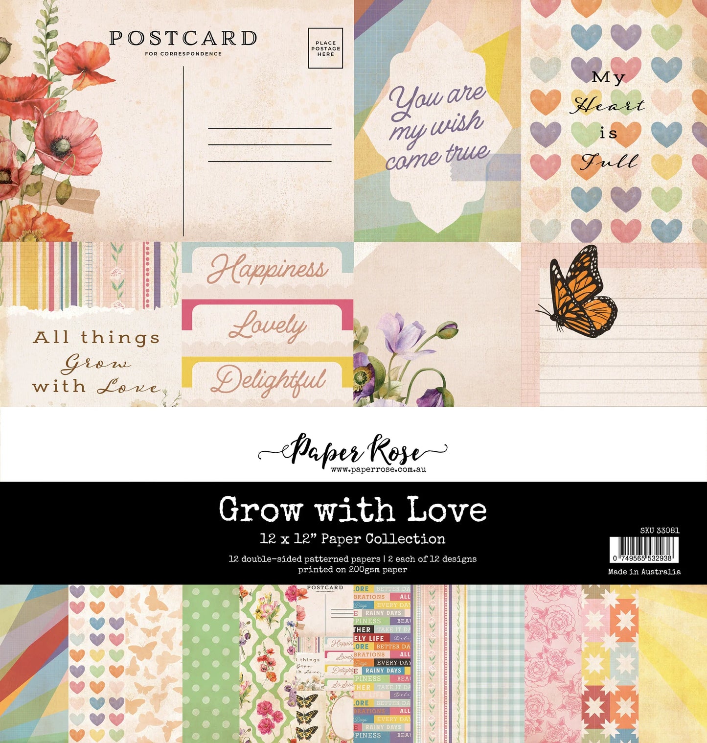 Paper Rose Studio 12x12 Double Sided Paper Pack - Grow With Love