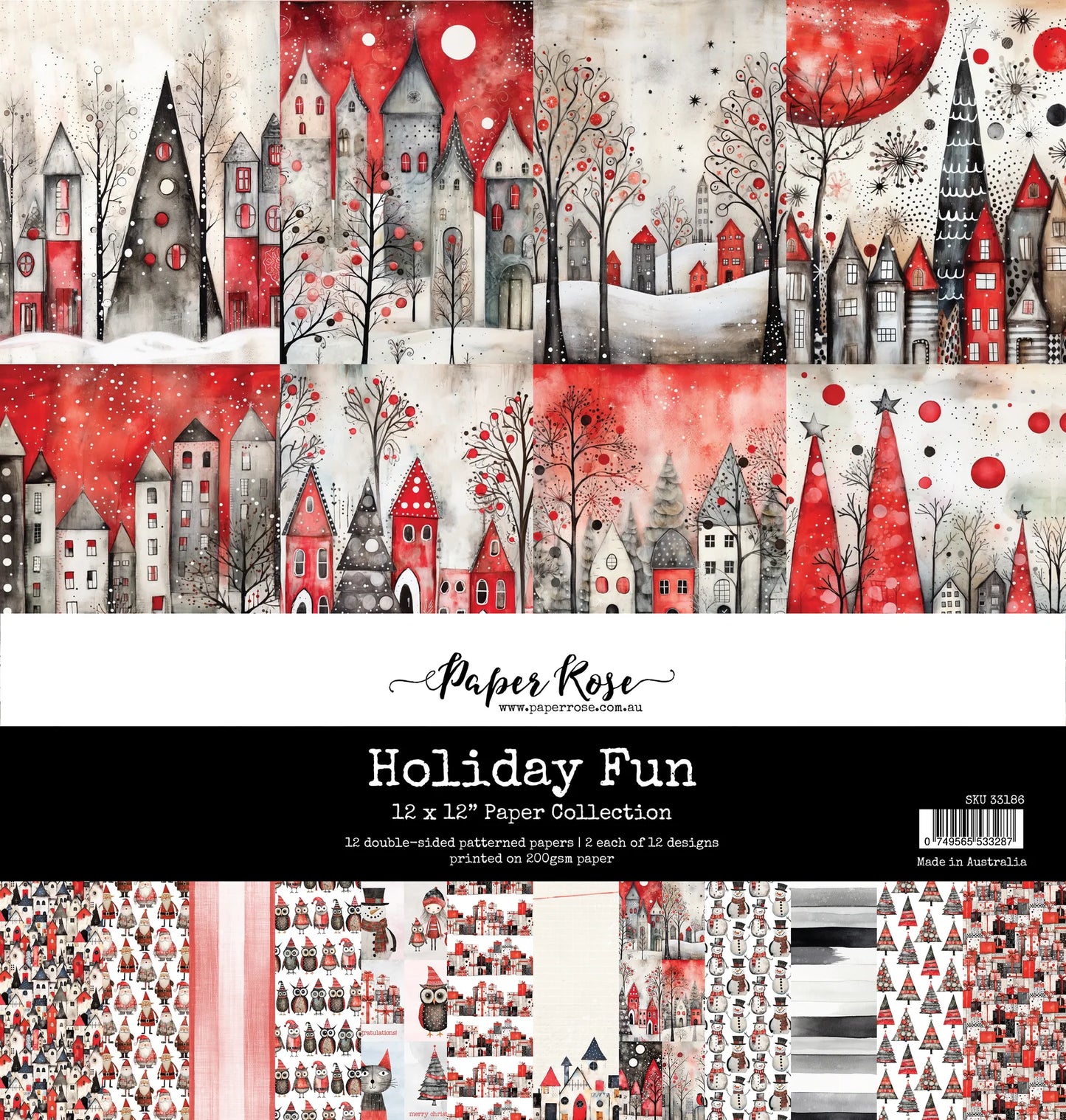 Paper Rose Studio 12x12 Double Sided Paper Pack - Holiday Fun