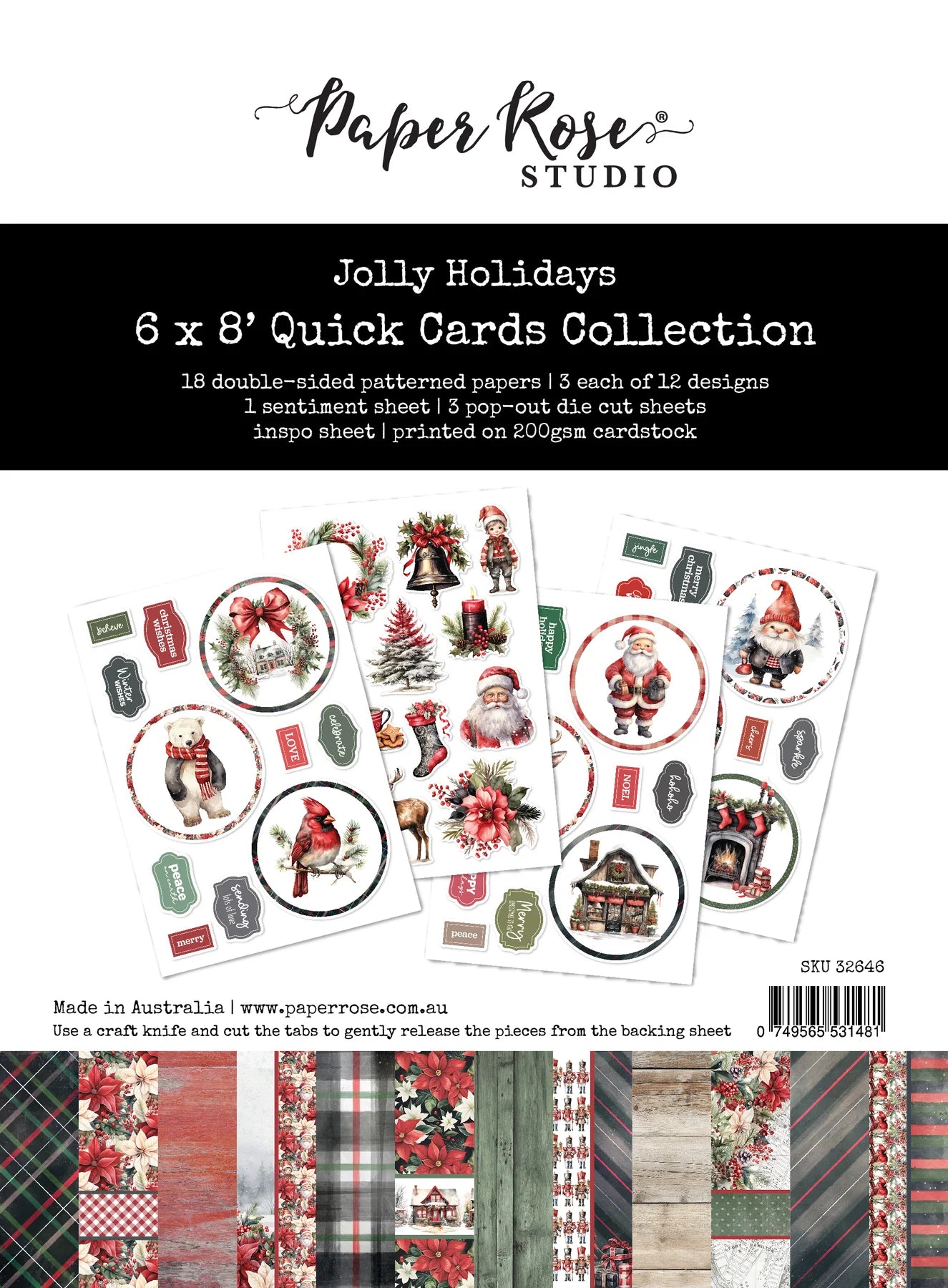 Paper Rose Studio 6x8 Quick Cards Collection - Jolly Holidays