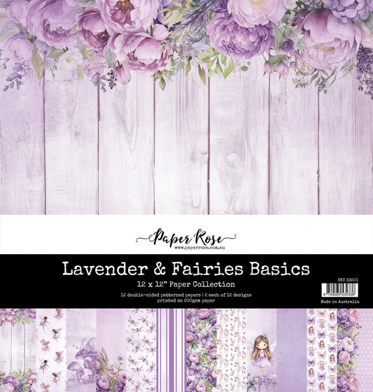 Paper Rose Studio 12x12 Double Sided Paper Pack - Lavender & Fairies Basics