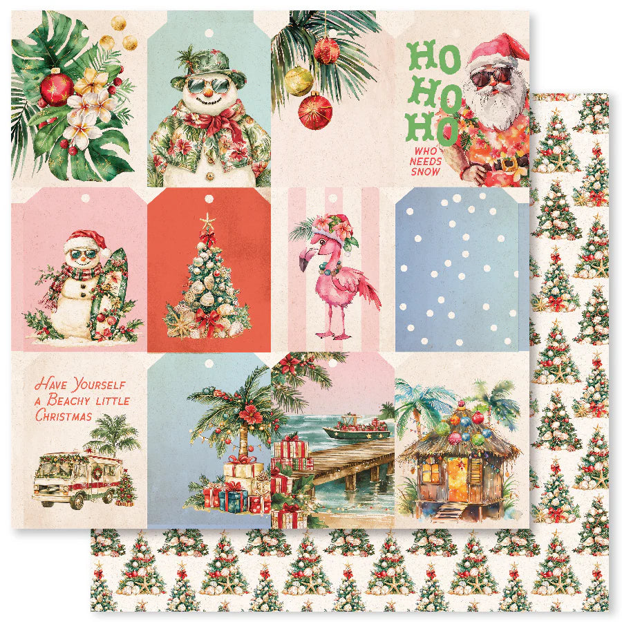 Paper Rose Studio 12x12 Double Sided Paper - Tropical Christmas- Sheet D