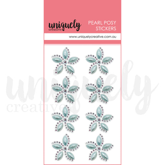 Uniquely Creative Embellishments - Pearl Posy Stickers - Blue