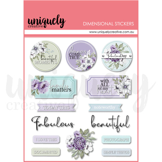 Uniquely Creative Embellishments - Dimensional Stickers - Wisteria Lane