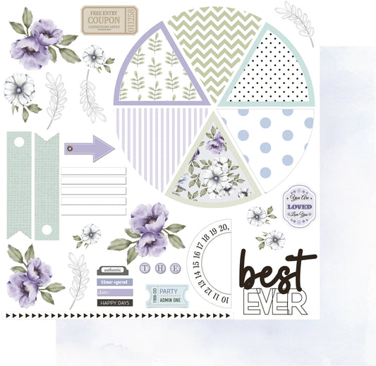 Uniquely Creative 12x12 Double Sided Paper - Wisteria Lane - Best Ever Page on a Page