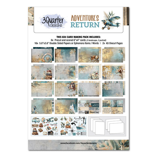 3 Quarter Designs 6x4 Card Making Pack- Adventures Returns