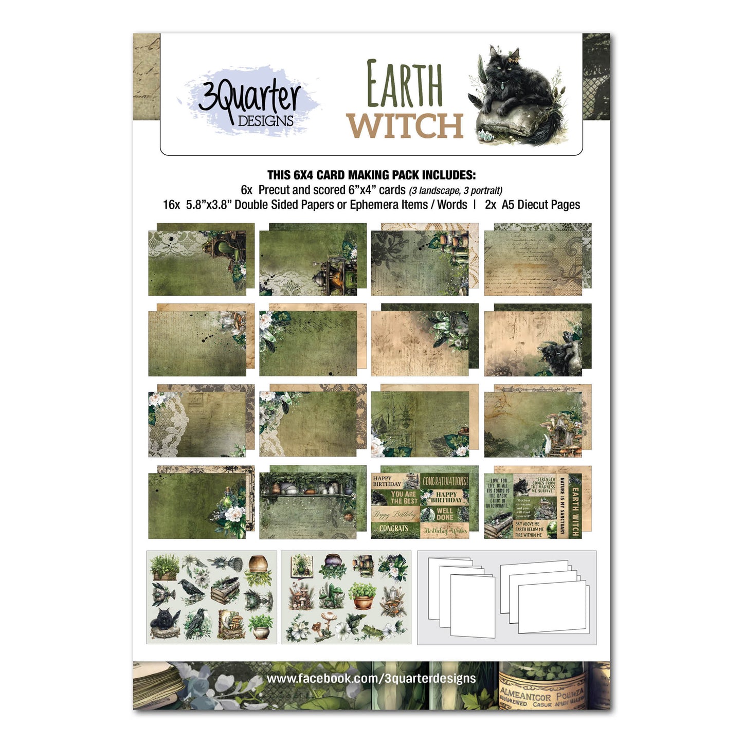 3Quarter Designs 6x4 Card Making Pack - Earth Witch