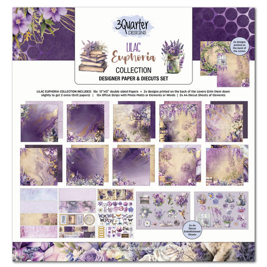 3Quarter Designs Dsigner Paper and Die cuts Set- Lilac Euphoria