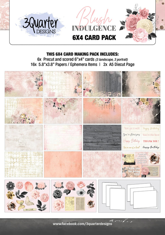 3Quarter Designs 6x4 Card Pack - Blush Indulgence