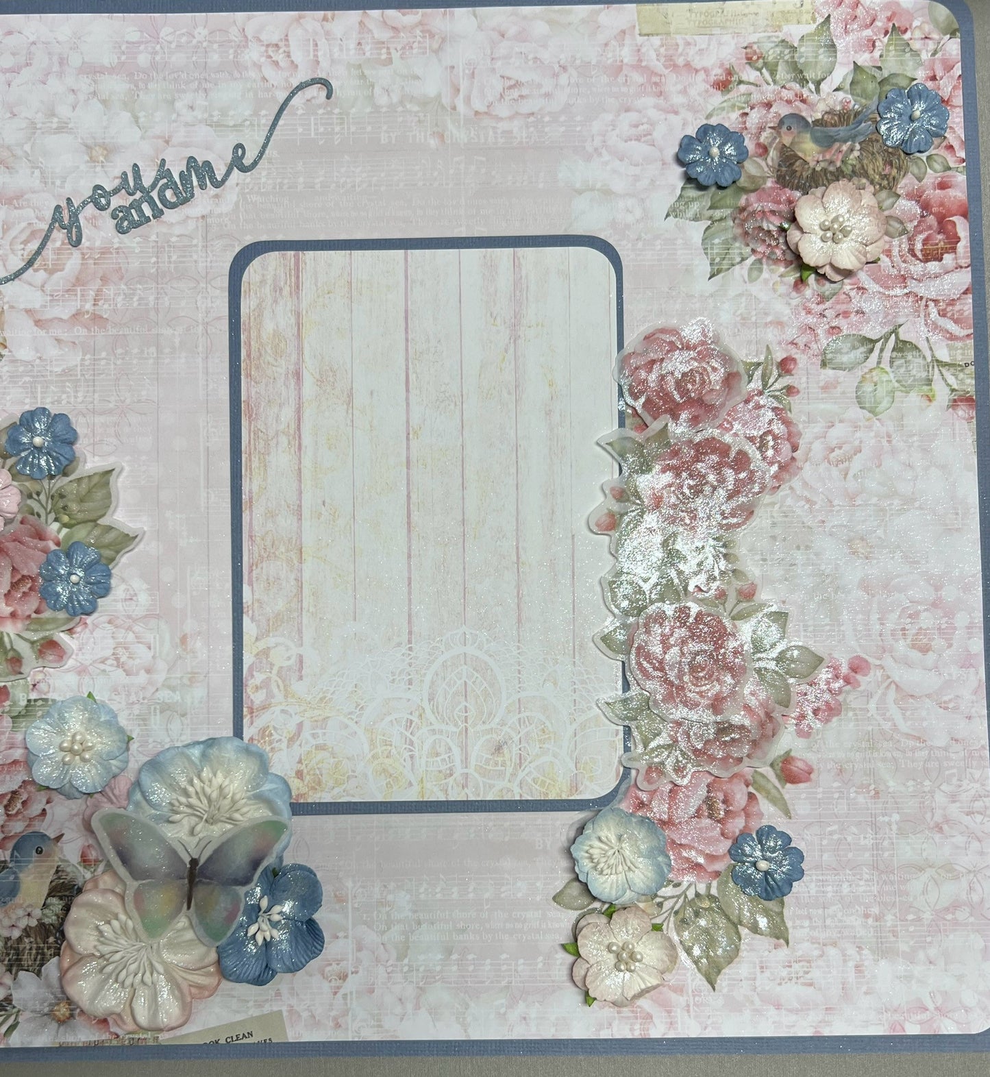 TK Paper Boutique Ready to Assemble Scrapbook Layout - You and Me