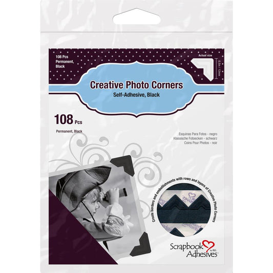 Scrapbook Adhesives Creative Photo Corners- Black 108pieces