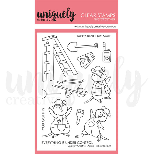 Uniquely Creative Photopolymer Clear Stamp- Aussie Tradies