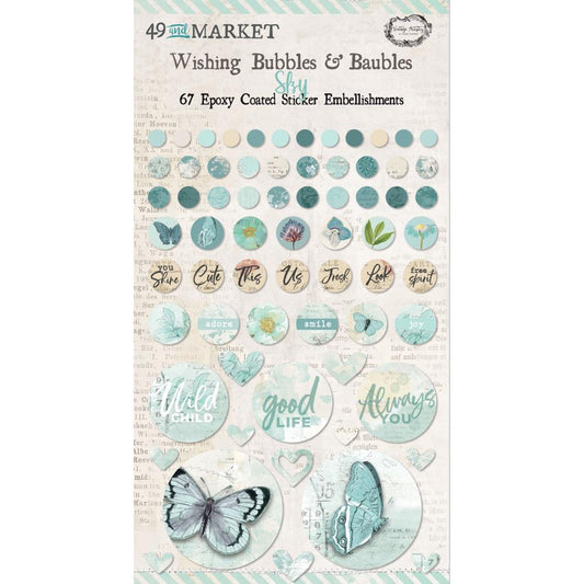 49 & Market Embellishments- Wishing Bubbles & Baubles- Sky