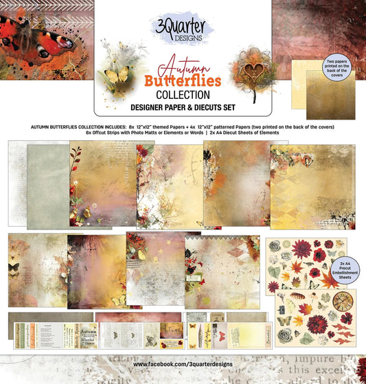 3 Quarter Designs Paper & Chipboard Collections - Autumn Butterflies