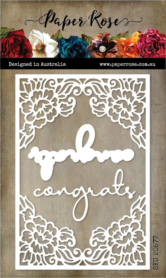 Paper Rose Studios Metal Dies - Congrats Decorative Frame Die