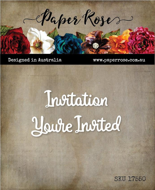 Paper Rose Studios Metal Dies- You're Invited/ Invitation Small Dies